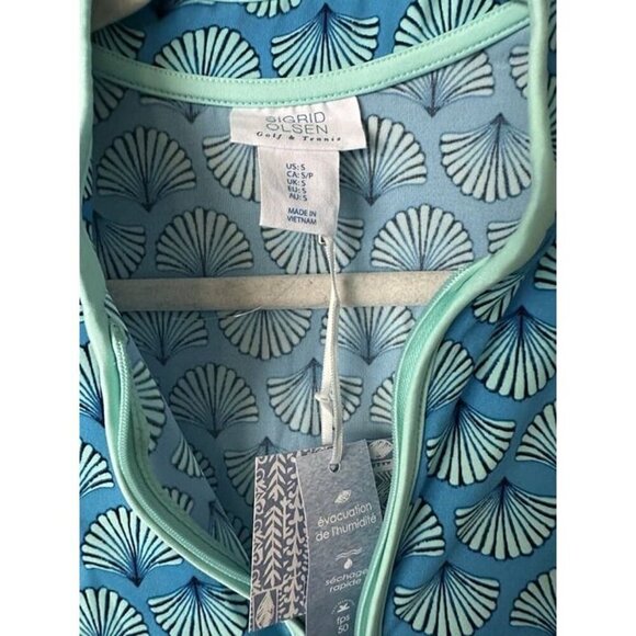 NWT Sigrid Olsen Golf Tennis Sleeveless Top Size Small Turquoise Coastal Preppy - Picture 7 of 7